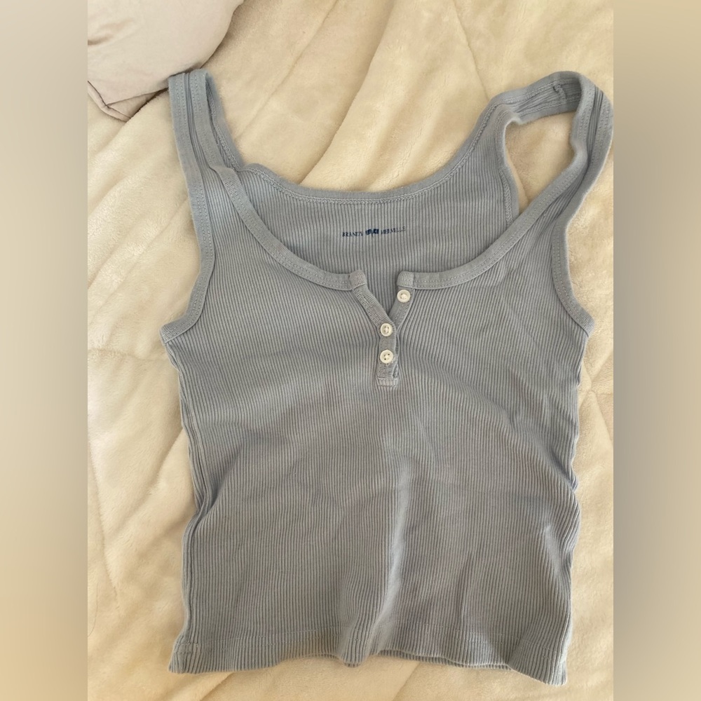 Brandy Melville blue and white tank top